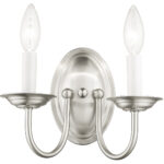 9.75 inch 2 Light Brushed Nickel Wall Sconce with Steel base material-Lighting LumensWall Sconces