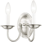 9.75 inch 2 Light Brushed Nickel Wall Sconce with Steel base material-Lighting LumensWall Sconces