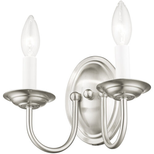 9.75 inch 2 Light Brushed Nickel Wall Sconce with Steel base material-Lighting LumensWall Sconces