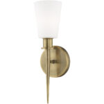 4.25 inch 1 Light Antique Brass ADA Wall Sconce with Hand Blown Opal White Glass Shade-Lighting LumensWall Sconces