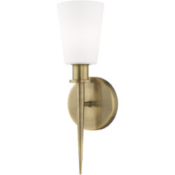 4.25 inch 1 Light Antique Brass ADA Wall Sconce with Hand Blown Opal White Glass Shade-Lighting LumensWall Sconces