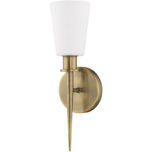 4.25 inch 1 Light Antique Brass ADA Wall Sconce with Hand Blown Opal White Glass Shade-Lighting LumensWall Sconces