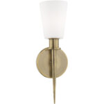 4.25 inch 1 Light Antique Brass ADA Wall Sconce with Hand Blown Opal White Glass Shade-Lighting LumensWall Sconces