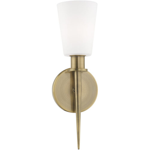 4.25 inch 1 Light Antique Brass ADA Wall Sconce with Hand Blown Opal White Glass Shade-Lighting LumensWall Sconces