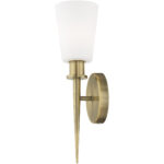 4.25 inch 1 Light Antique Brass ADA Wall Sconce with Hand Blown Opal White Glass Shade-Lighting LumensWall Sconces