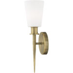 4.25 inch 1 Light Antique Brass ADA Wall Sconce with Hand Blown Opal White Glass Shade-Lighting LumensWall Sconces