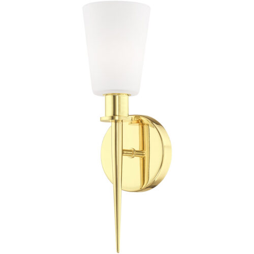 4.25 inch 1 Light Polished Brass ADA Wall Sconce with Hand Blown Opal White Glass Shade-Lighting LumensWall Sconces