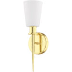 4.25 inch 1 Light Polished Brass ADA Wall Sconce with Hand Blown Opal White Glass Shade-Lighting LumensWall Sconces