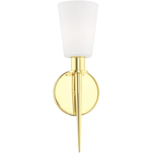 4.25 inch 1 Light Polished Brass ADA Wall Sconce with Hand Blown Opal White Glass Shade-Lighting LumensWall Sconces