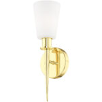 4.25 inch 1 Light Polished Brass ADA Wall Sconce with Hand Blown Opal White Glass Shade-Lighting LumensWall Sconces