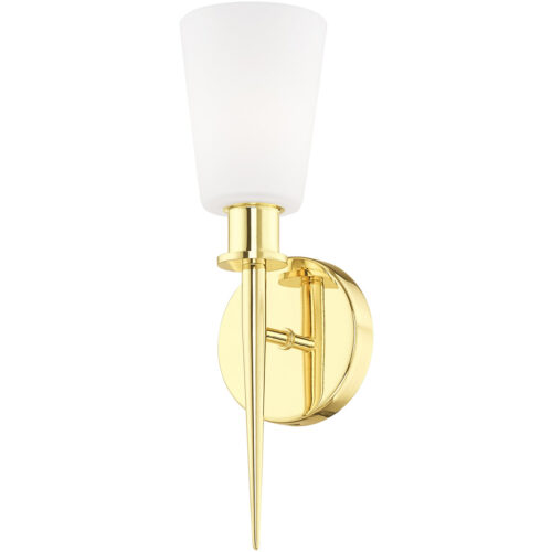 4.25 inch 1 Light Polished Brass ADA Wall Sconce with Hand Blown Opal White Glass Shade-Lighting LumensWall Sconces