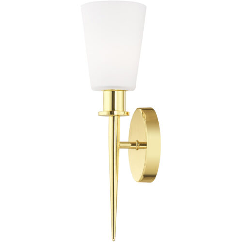 4.25 inch 1 Light Polished Brass ADA Wall Sconce with Hand Blown Opal White Glass Shade-Lighting LumensWall Sconces