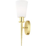 4.25 inch 1 Light Polished Brass ADA Wall Sconce with Hand Blown Opal White Glass Shade-Lighting LumensWall Sconces