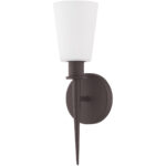 4.25 inch 1 Light Bronze ADA Wall Sconce with Hand Blown Opal White Glass Shade-Lighting LumensWall Sconces