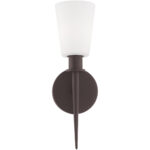 4.25 inch 1 Light Bronze ADA Wall Sconce with Hand Blown Opal White Glass Shade-Lighting LumensWall Sconces