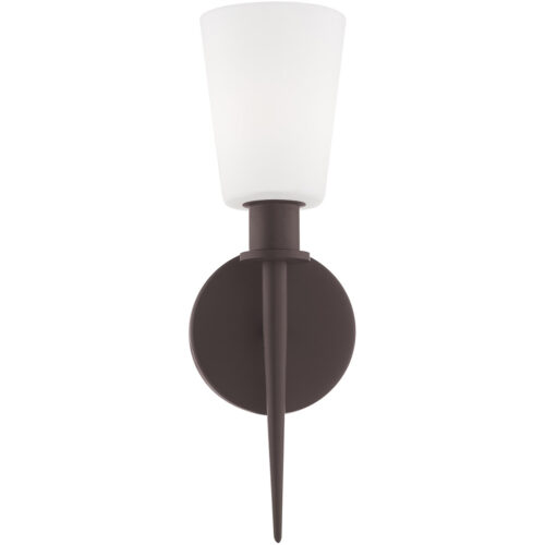 4.25 inch 1 Light Bronze ADA Wall Sconce with Hand Blown Opal White Glass Shade-Lighting LumensWall Sconces