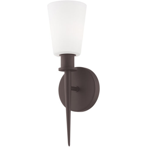 4.25 inch 1 Light Bronze ADA Wall Sconce with Hand Blown Opal White Glass Shade-Lighting LumensWall Sconces