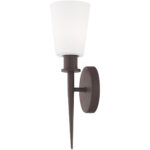 4.25 inch 1 Light Bronze ADA Wall Sconce with Hand Blown Opal White Glass Shade-Lighting LumensWall Sconces