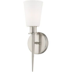 4.25 inch 1 Light Brushed Nickel ADA Wall Sconce with Hand Blown Opal White Glass Shade-Lighting LumensWall Sconces