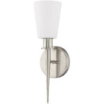 4.25 inch 1 Light Brushed Nickel ADA Wall Sconce with Hand Blown Opal White Glass Shade-Lighting LumensWall Sconces