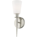 4.25 inch 1 Light Brushed Nickel ADA Wall Sconce with Hand Blown Opal White Glass Shade-Lighting LumensWall Sconces