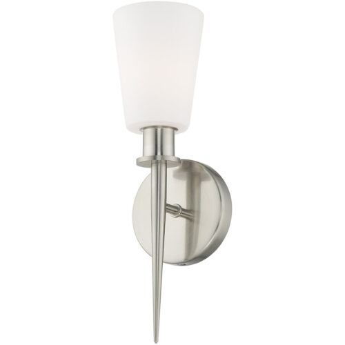 4.25 inch 1 Light Brushed Nickel ADA Wall Sconce with Hand Blown Opal White Glass Shade-Lighting LumensWall Sconces