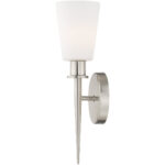 4.25 inch 1 Light Brushed Nickel ADA Wall Sconce with Hand Blown Opal White Glass Shade-Lighting LumensWall Sconces