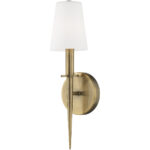 4.25 inch 1 Light Antique Brass ADA Wall Sconce with Hand Blown Opal White Glass Shade-Lighting LumensWall Sconces