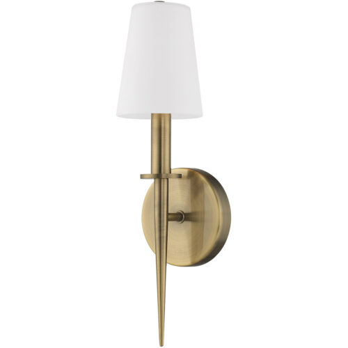 4.25 inch 1 Light Antique Brass ADA Wall Sconce with Hand Blown Opal White Glass Shade-Lighting LumensWall Sconces