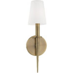 4.25 inch 1 Light Antique Brass ADA Wall Sconce with Hand Blown Opal White Glass Shade-Lighting LumensWall Sconces