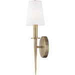 4.25 inch 1 Light Antique Brass ADA Wall Sconce with Hand Blown Opal White Glass Shade-Lighting LumensWall Sconces