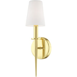 4.25 inch 1 Light Polished Brass ADA Wall Sconce with Hand Blown Opal White Glass Shade-Lighting LumensWall Sconces