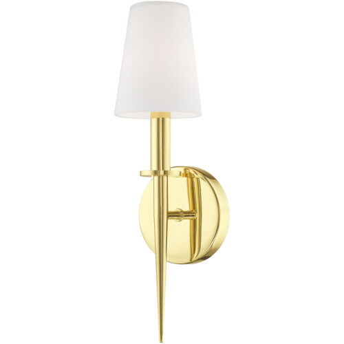 4.25 inch 1 Light Polished Brass ADA Wall Sconce with Hand Blown Opal White Glass Shade-Lighting LumensWall Sconces