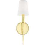 4.25 inch 1 Light Polished Brass ADA Wall Sconce with Hand Blown Opal White Glass Shade-Lighting LumensWall Sconces