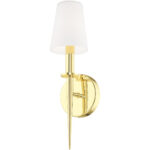 4.25 inch 1 Light Polished Brass ADA Wall Sconce with Hand Blown Opal White Glass Shade-Lighting LumensWall Sconces