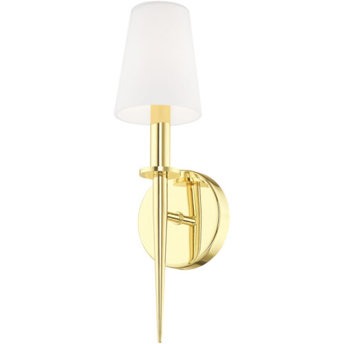 4.25 inch 1 Light Polished Brass ADA Wall Sconce with Hand Blown Opal White Glass Shade-Lighting LumensWall Sconces