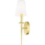 4.25 inch 1 Light Polished Brass ADA Wall Sconce with Hand Blown Opal White Glass Shade-Lighting LumensWall Sconces