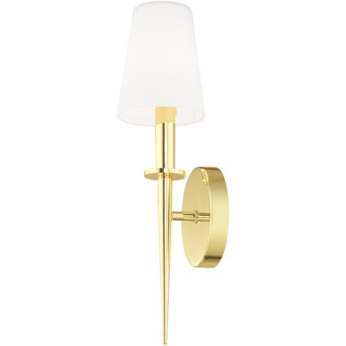 4.25 inch 1 Light Polished Brass ADA Wall Sconce with Hand Blown Opal White Glass Shade-Lighting LumensWall Sconces