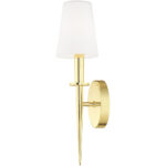 4.25 inch 1 Light Polished Brass ADA Wall Sconce with Hand Blown Opal White Glass Shade-Lighting LumensWall Sconces