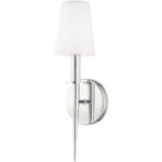 4.25 inch 1 Light Polished Chrome ADA Wall Sconce with Hand Blown Opal White Glass Shade-Lighting LumensWall Sconces