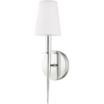 4.25 inch 1 Light Polished Chrome ADA Wall Sconce with Hand Blown Opal White Glass Shade-Lighting LumensWall Sconces