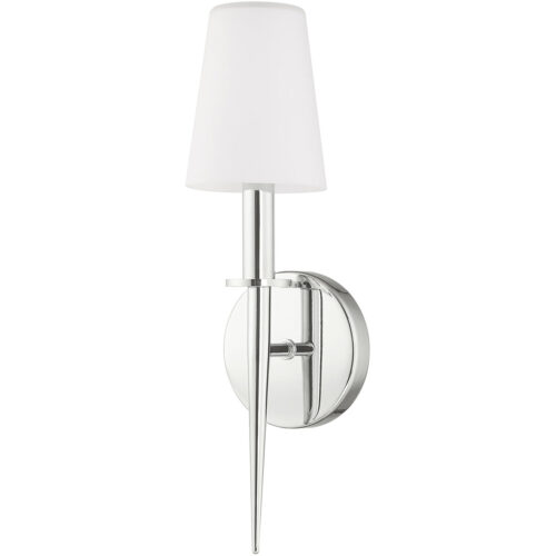 4.25 inch 1 Light Polished Chrome ADA Wall Sconce with Hand Blown Opal White Glass Shade-Lighting LumensWall Sconces