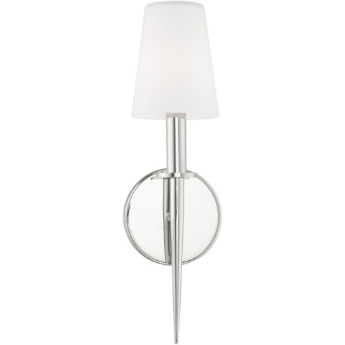 4.25 inch 1 Light Polished Chrome ADA Wall Sconce with Hand Blown Opal White Glass Shade-Lighting LumensWall Sconces