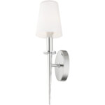 4.25 inch 1 Light Polished Chrome ADA Wall Sconce with Hand Blown Opal White Glass Shade-Lighting LumensWall Sconces