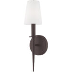 4.25 inch 1 Light Bronze ADA Wall Sconce with Hand Blown Opal White Glass Shade-Lighting LumensWall Sconces