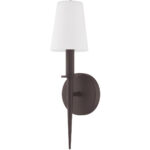 4.25 inch 1 Light Bronze ADA Wall Sconce with Hand Blown Opal White Glass Shade-Lighting LumensWall Sconces