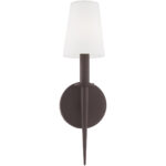 4.25 inch 1 Light Bronze ADA Wall Sconce with Hand Blown Opal White Glass Shade-Lighting LumensWall Sconces