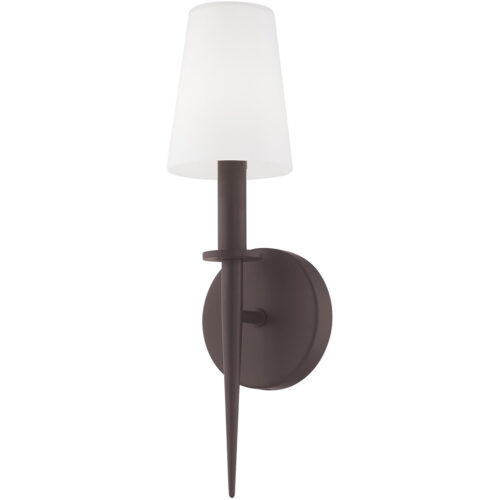 4.25 inch 1 Light Bronze ADA Wall Sconce with Hand Blown Opal White Glass Shade-Lighting LumensWall Sconces