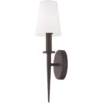 4.25 inch 1 Light Bronze ADA Wall Sconce with Hand Blown Opal White Glass Shade-Lighting LumensWall Sconces