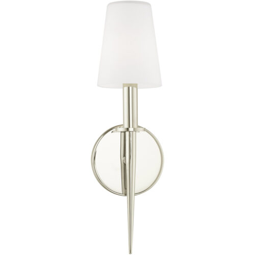 4.25 inch 1 Light Polished Nickel ADA Wall Sconce with Hand Blown Opal White Glass Shade-Lighting LumensWall Sconces